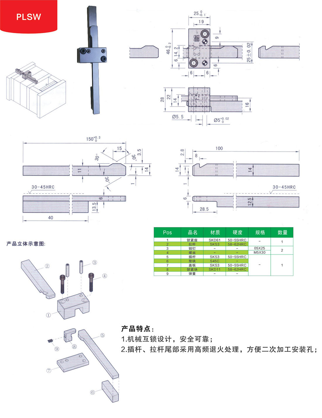 锁模扣PLSW