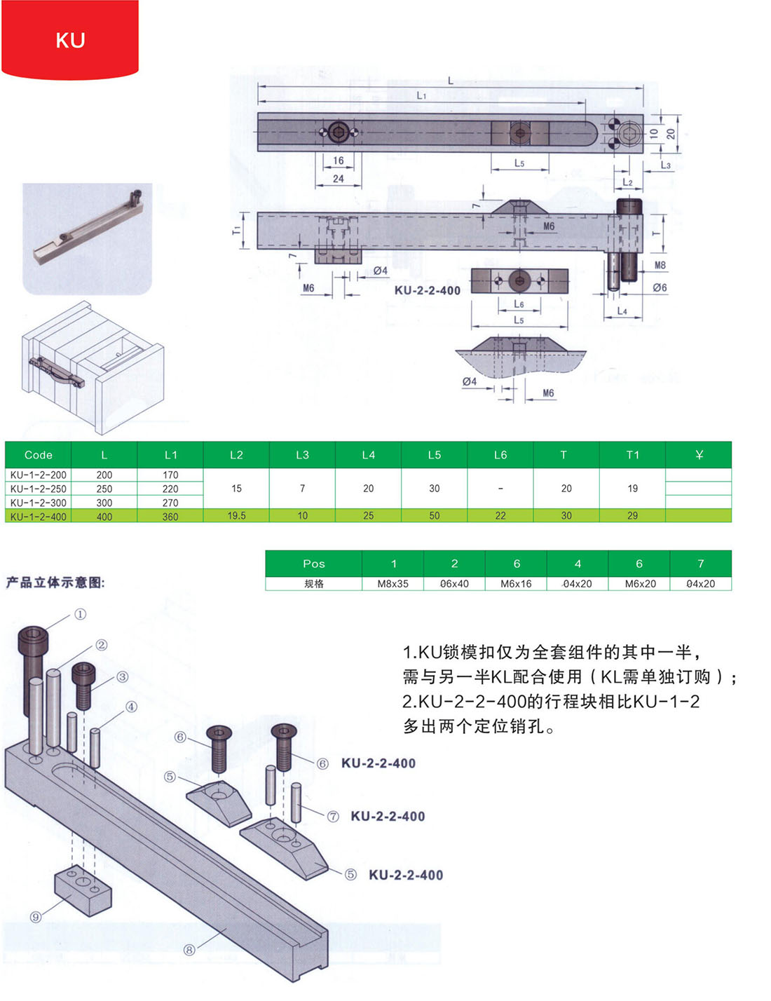 锁模扣KU